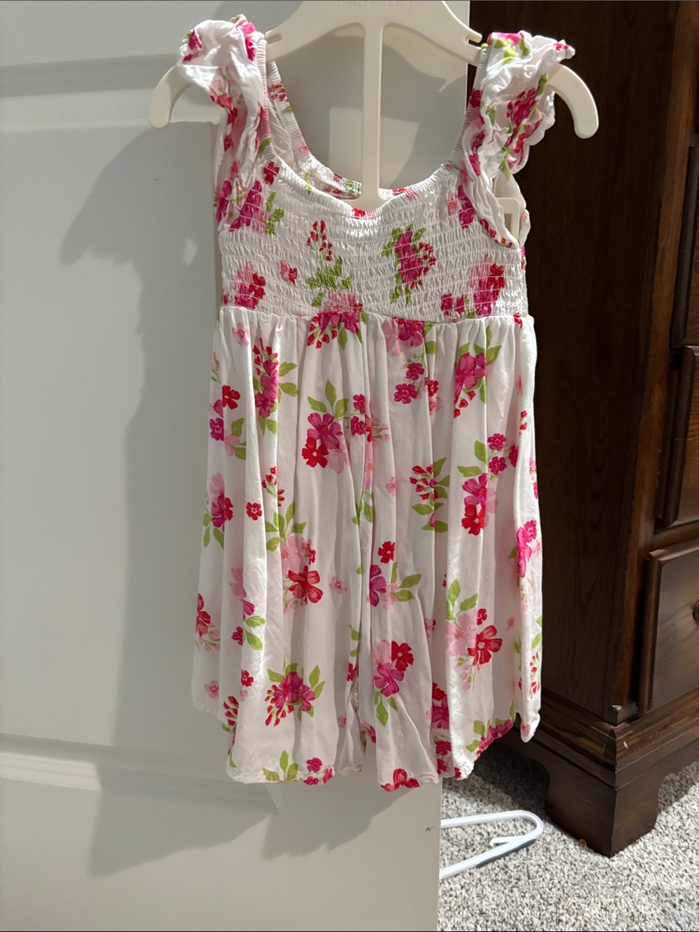 Place White Dress with Pink Floral Print
